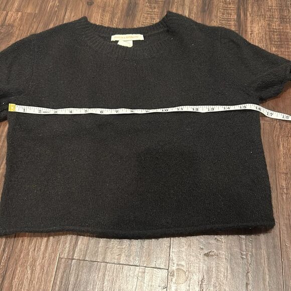 Pookie & Sebastian Black Cropped Short Sleeve Sweater,  size Medium - Picture 6 of 7